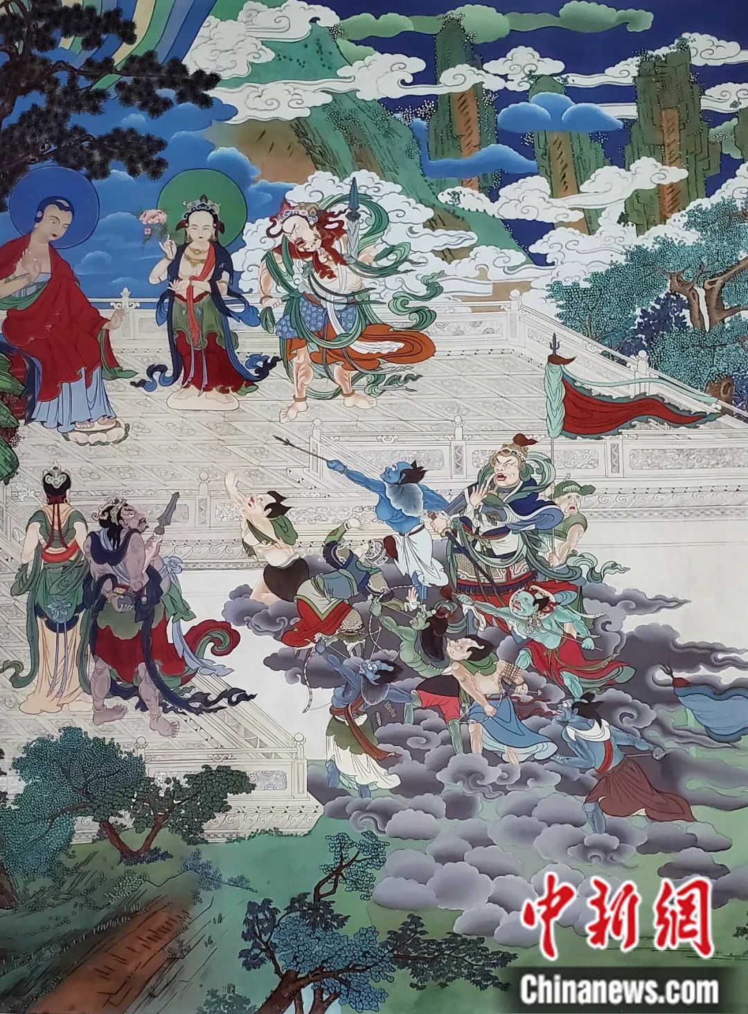 臨摹、補(bǔ)繪的青海瞿曇寺壁畫。受訪者 供圖